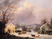 George Henry Durrie Jones Inn, Winter oil painting reproduction